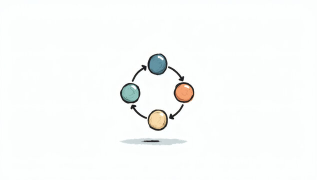 Dynamic visual representation of a continuous improvement cycle, illustrating interconnected stages and iterative progress in a seamless operational flow