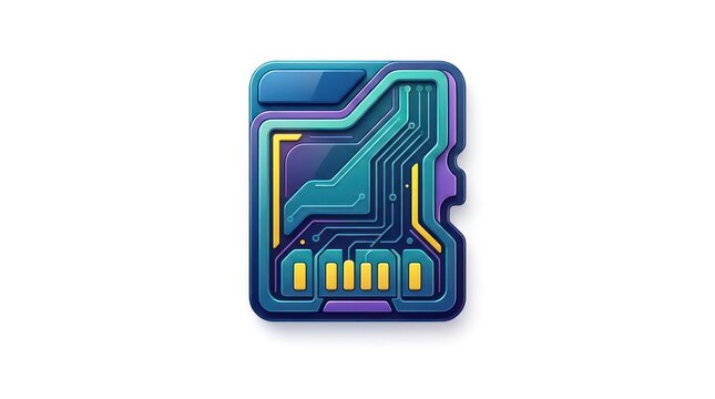 Stylized 3d memory card with digital circuit patterns