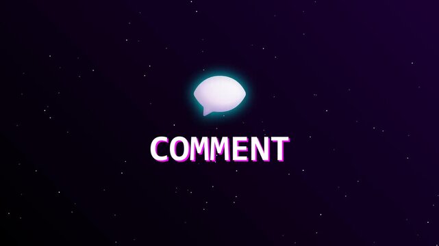 8-bit pixel alien and glowing chat bubble animation for gaming Like Comment CTA on space background