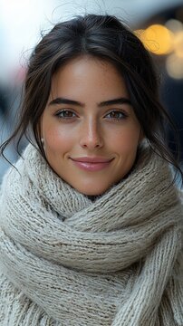 Smiling woman wearing a warm scarf