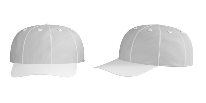 Front and side view of blank cap mockup isolated on transparent background