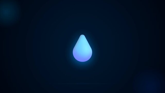 Glowing blue water drop icon on dark background