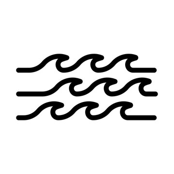 rough seas and high waves weather line icon