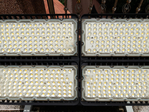 Close Up View of Modern High Power Outdoor LED Flood Light Panel Array