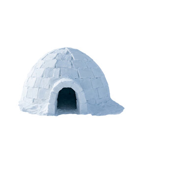 Traditional snow igloo building made of ice bricks isolated for arctic and winter landscape art.