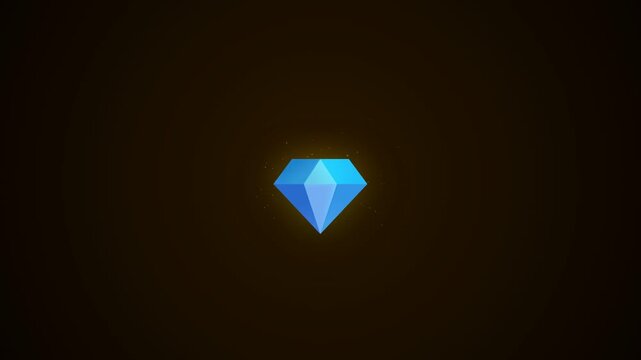 Blue diamond icon spinning with golden glow