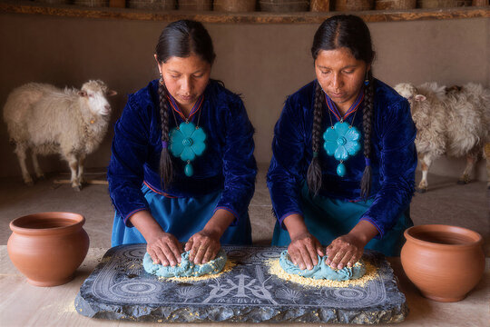Navajo Sisters Masa Preparation