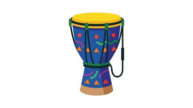 Colorful djembe drum illustration isolated on white background