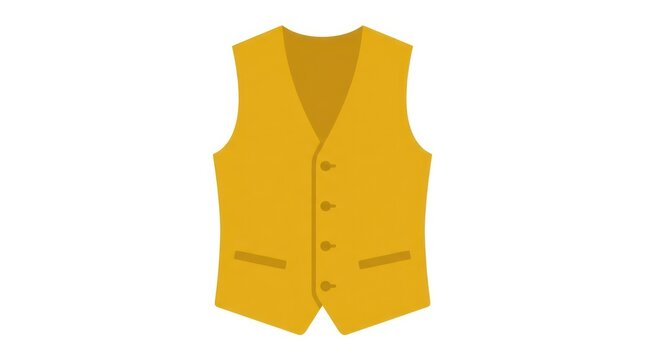 Yellow formal waistcoat vest with buttons isolated on white background
