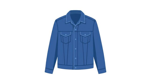 Blue denim jacket flat vector illustration on white background