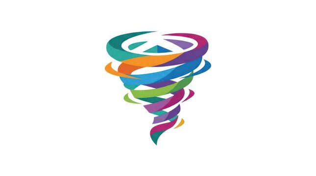Abstract vibrant whirlwind logo icon with rainbow colors