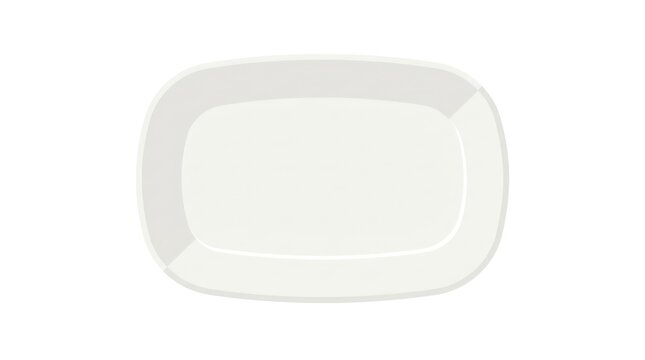 Minimalist empty white ceramic platter isolated on white background