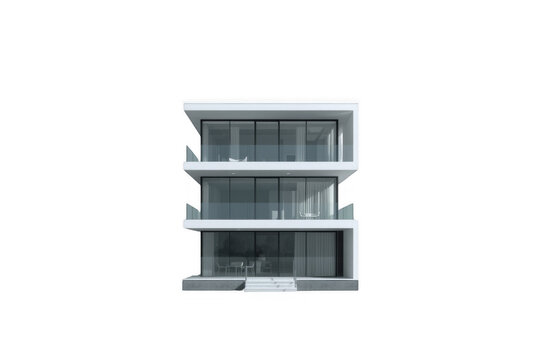 Modern three story house facade isolated