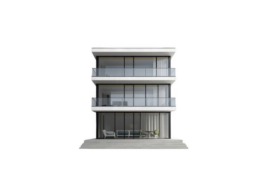 Modern four story residential building isolated
