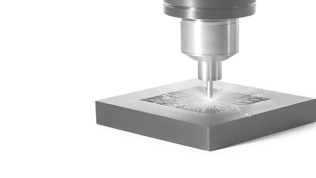 Precision laser engraver marks a metal surface with high heat.