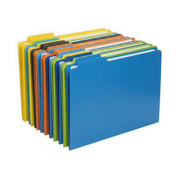 Stack of colorful office hanging file folders