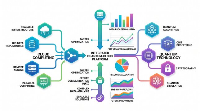 Integrated Quantum Cloud Computing Framework Showing Advanced Technological Optimization Methods With Secure Communication Protocols And High Performance Data Analysis Processes For Future