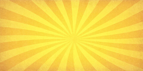 Fototapeta premium Bright yellow radial burst abstract background with alternating rays creating dynamic energetic comic style vector design