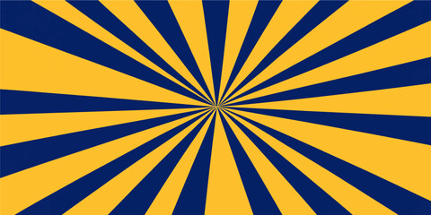 Obraz premium : blue and yellow retro sunburst radial rays background vintage pop art vector template design