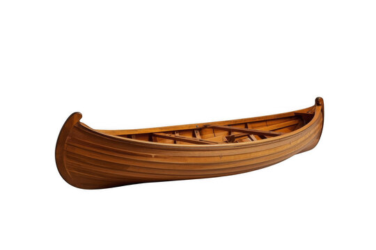 Traditional wooden canoe viewed from the side