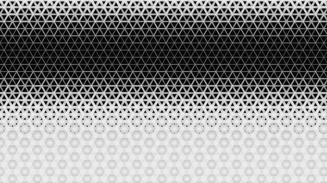 Abstract geometric hexagonal halftone pattern background in grayscale