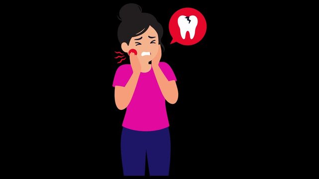 Animated Woman Suffering from Severe Toothache and Cracked Tooth Pain