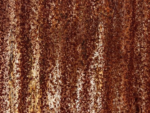 Old rusty zinc sheet texture background, vintage brown metallic surface