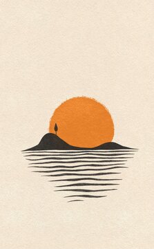 Zen Meditation Sunset Tree Silhouette