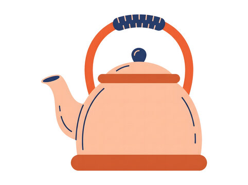 Flat vector illustration of a vintage tea kettle isolated on transparent background