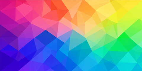 Obraz premium Vibrant Rainbow Low Poly Geometric Background with Colorful Polygon Gradient Abstract Modern Vector Design