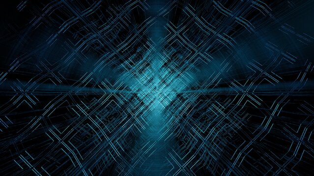 Geometric constellation within an abstract digital landscape.