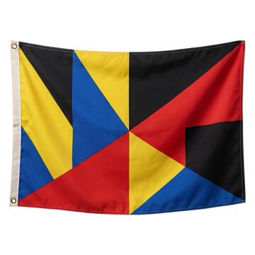 Colorful nautical signal flag with geometric pattern design isolated on transparent background png