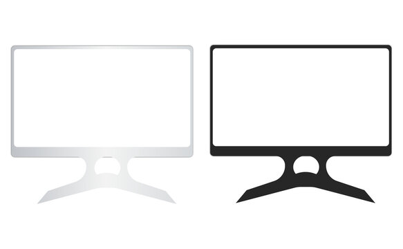 Minimal Desktop Computer Monitor Mockup with Blank Screen Front View Isolated on White Background