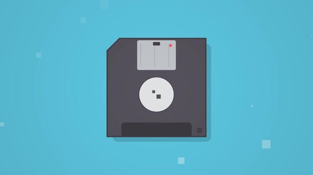 Retro Floppy Disk Data Storage Animation For Digital Technology Concept