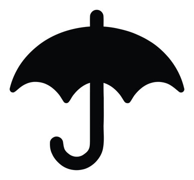 Black umbrella icon for weather protection