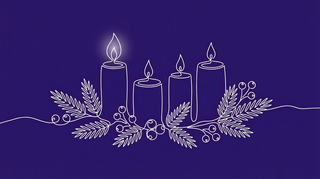 Advent candles glowing on dark background symbolize anticipation and holiday spirit.