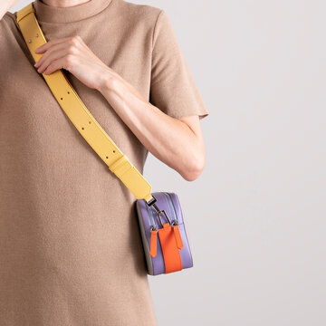 Minimal Fashion Closeup With Colorful Crossbody Bag