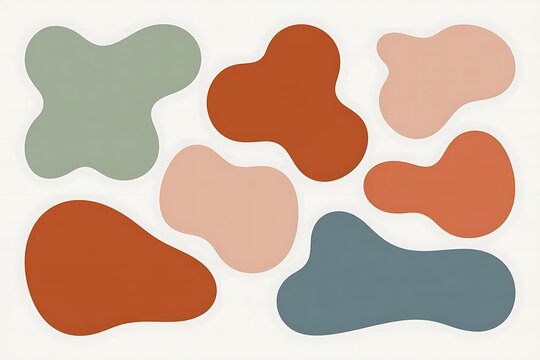Abstract background set with organic fluid blob shapes in trendy earth tone colors