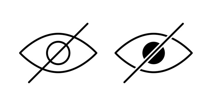 Eye crossed icon representing hidden content, privacy, password visibility, secure information and viewing controls.