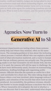 Editorial montage of newspaper headlines and articles discussing the impact and evidence of generative ai.