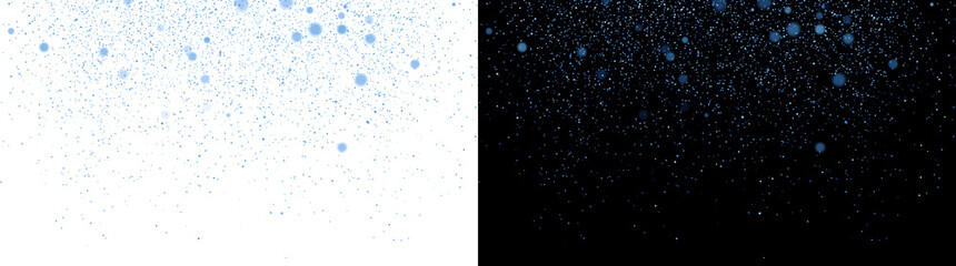 Fototapeta premium Blue snow particles of falling dust texture scattered across surface for design use in PNG, Transparent and Black Background Versions available