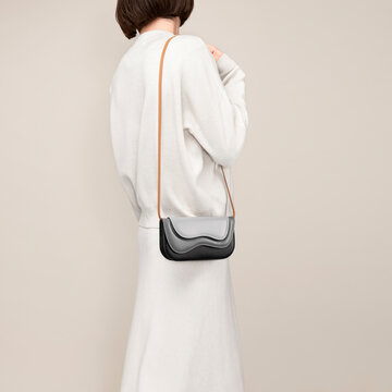 Minimal Crossbody Handbag On Sweater Shoulder