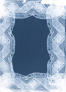 Framed Lace Cyanotype Border