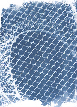 Chain-Link Fence Cyanotype Grid