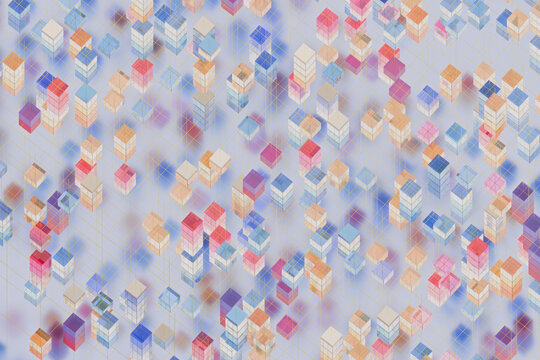 Geometric Cube Matrix Data Abstract 3D Render