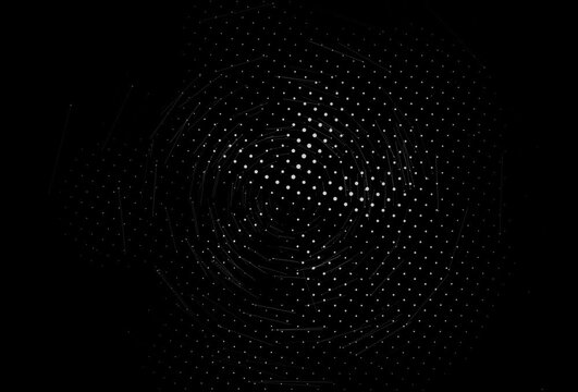 Abstract digital vortex with white dots and connecting lines