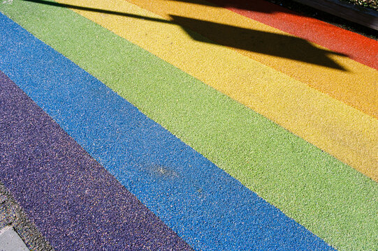 Colorful Rainbow Crosswalk with Vibrant Texture