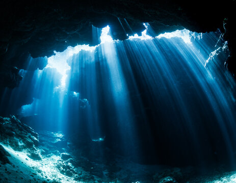 Underwater cave in Miyakojima, Japan
