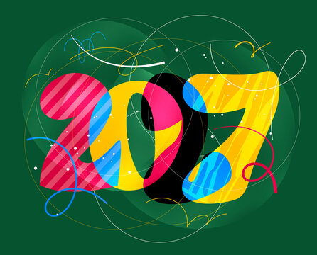 colorful 2027 numbers with confetti &ndash; concept of New Year