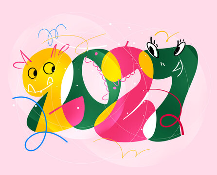 2027 numbers with goat faces &ndash; concept of Year of the Goat